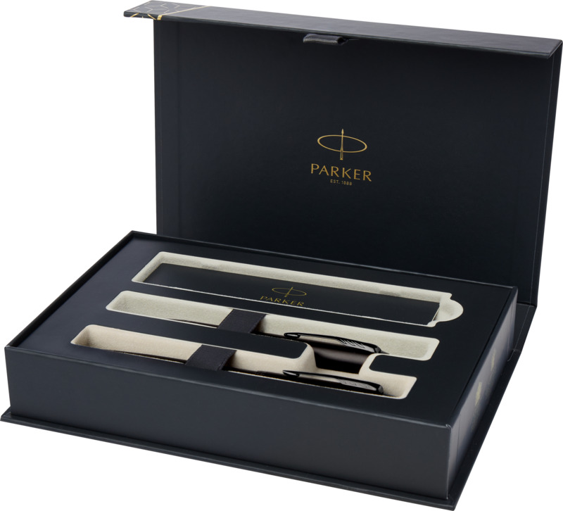 Parker IM achromatic ballpoint and rollerball pen set with gift box