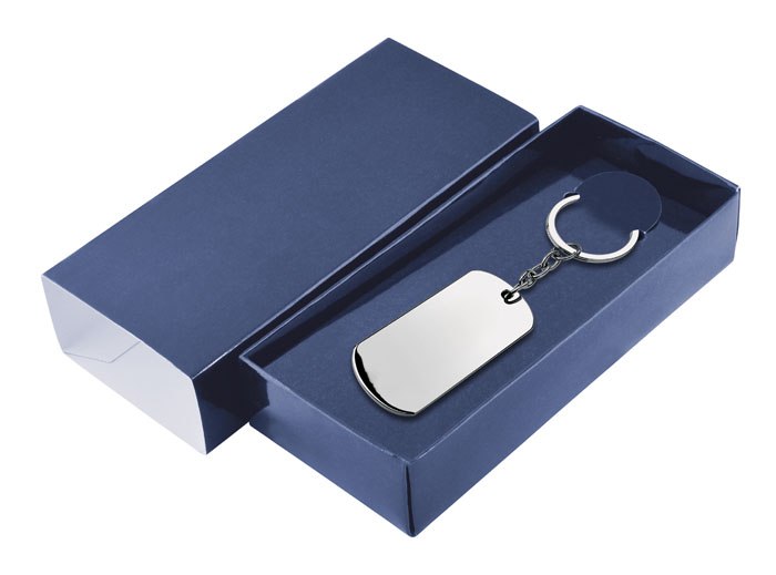 CARDBOARD BOX DARK BLUE-KEY-RING NOT INC