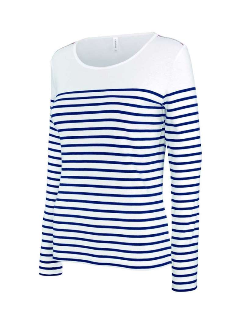 LADIES’ LONG-SLEEVED BRETON STRIPE TOP