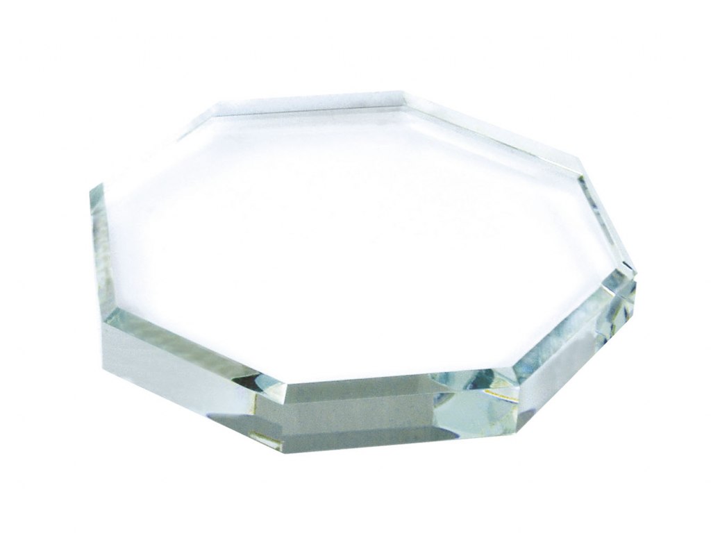 PAPER WEIGHT OCTAGONAL GLASS 100x100x19