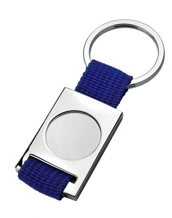 KEY CHAIN BLUE TEXTILE RIBBON W/CAVITY