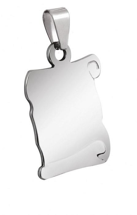 PENDANT PARCHMENT STEEL 17x26mm