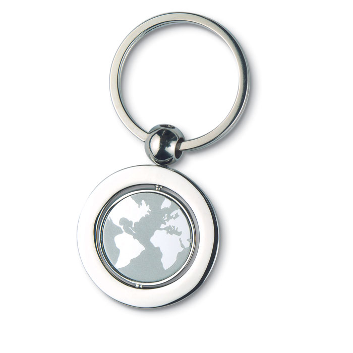 Globe metal key ring