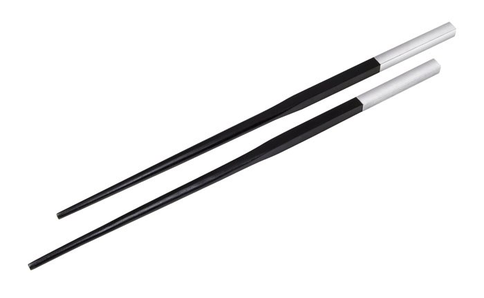 CHOPSTICK - WOOD & CHROMED SET 2pc