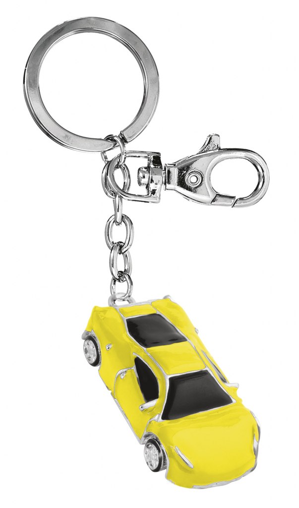 KEY CHAIN SPORTS CAR YELLOW-NO BOX