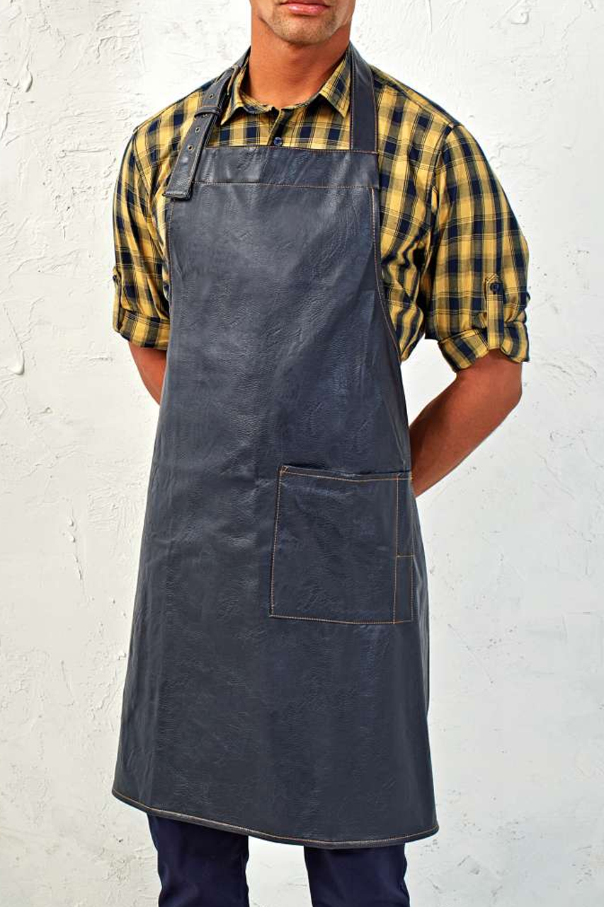 FAUX LEATHER BIB APRON