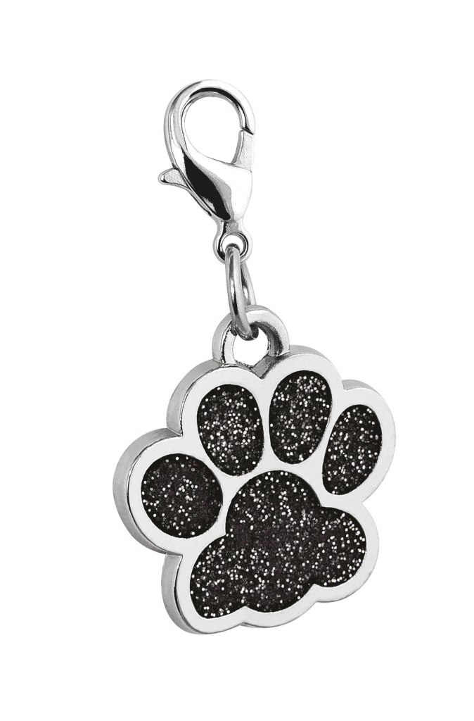 PENDANT PAW GLITTER BLACK - D=25 mm