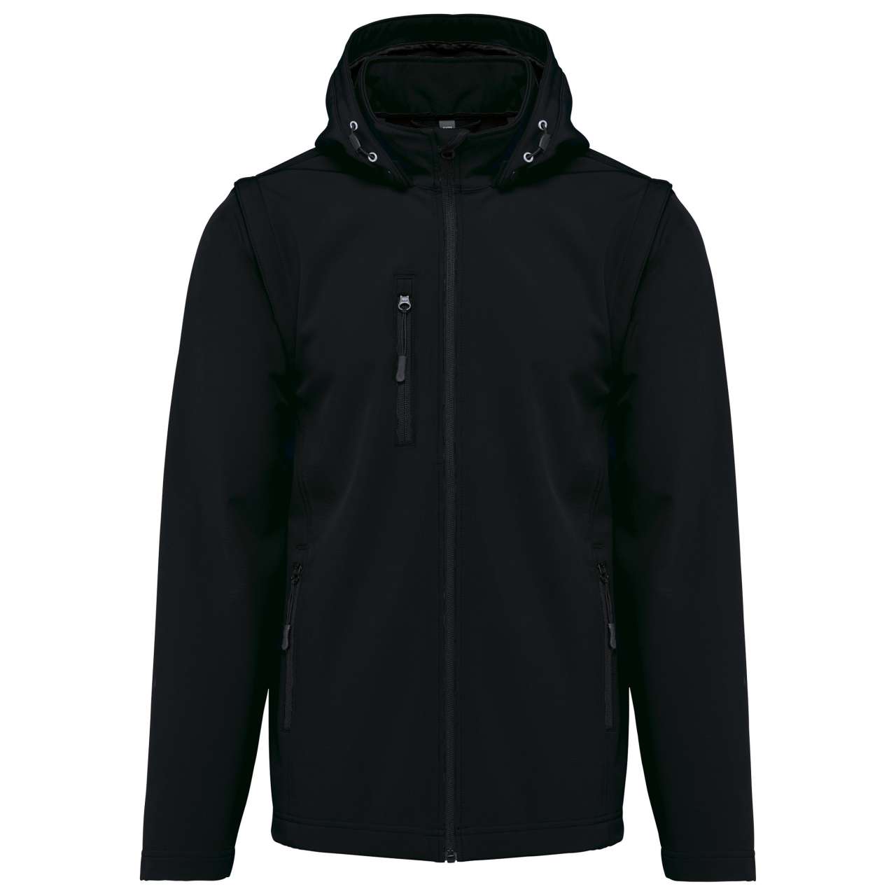 UNISEX 3-LAYER SOFTSHELL HOODED JACKET WITH REMOVABLE SLEEVES