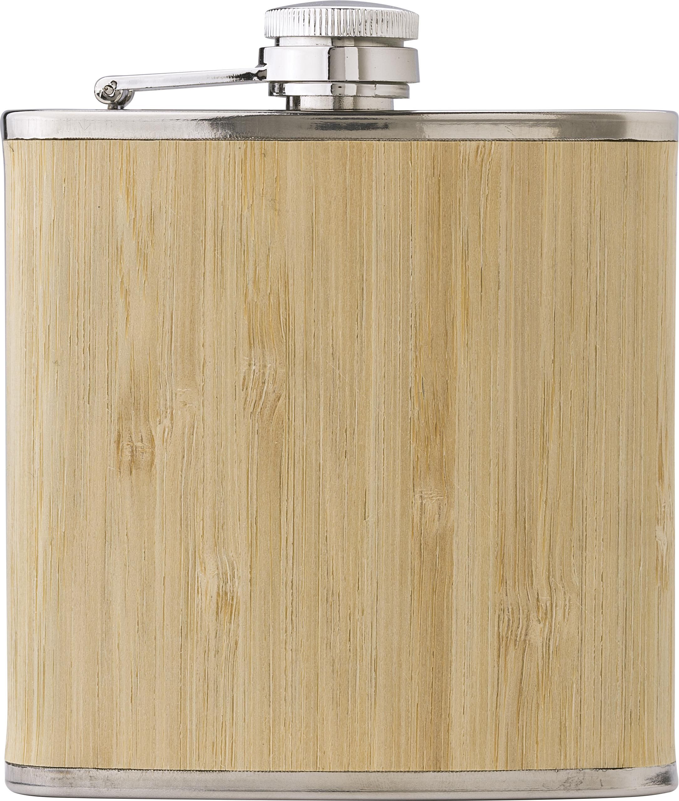 Stainless steel and bamboo hip flask Hayden