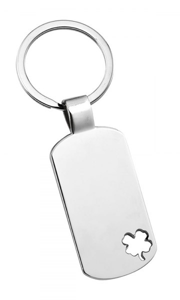 KEYCHAIN RECTANGULAR FOUR-LEAF CLOVER