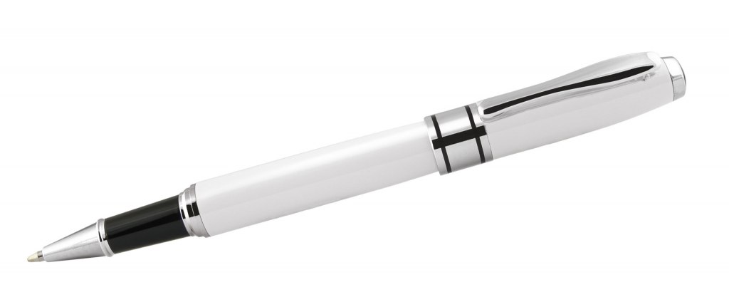 ROLLERBALL PEN WHITE CHROMED SHINY