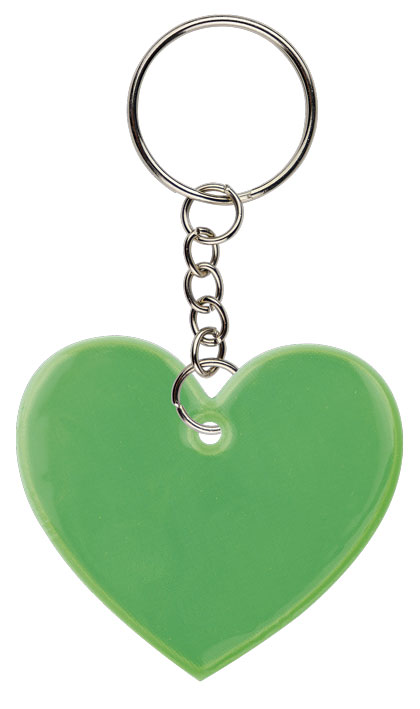 GREEN REFLECTIVE HEART KERYRING FRIZY