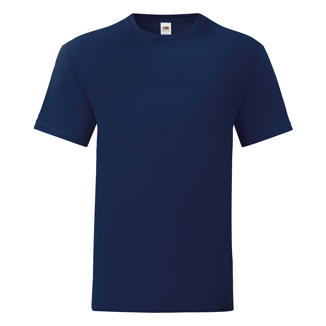 NAVY BLUE 100% COTTON SHORT-SLEEVED T-SHIRT ICONIC COLOUR MAN- 3XL