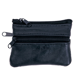 BLACK LEATHER PURSE ZIPPER