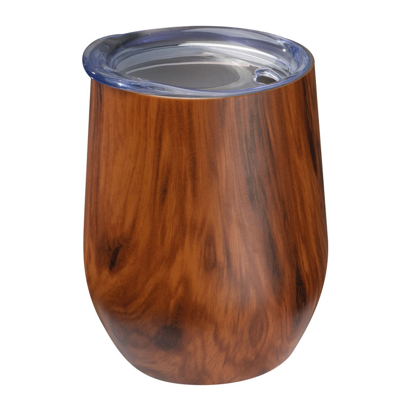 Stainless steel mug with wooden look Brighton 380 