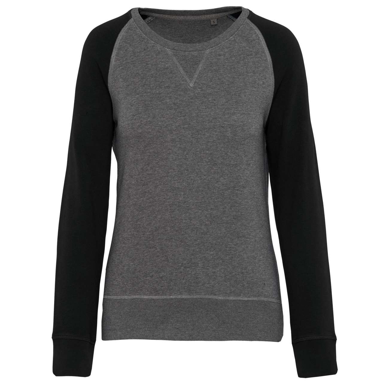 LADIES' TWO-TONE ORGANIC CREW NECK RAGLAN SLEEVE SWEATSHIRT