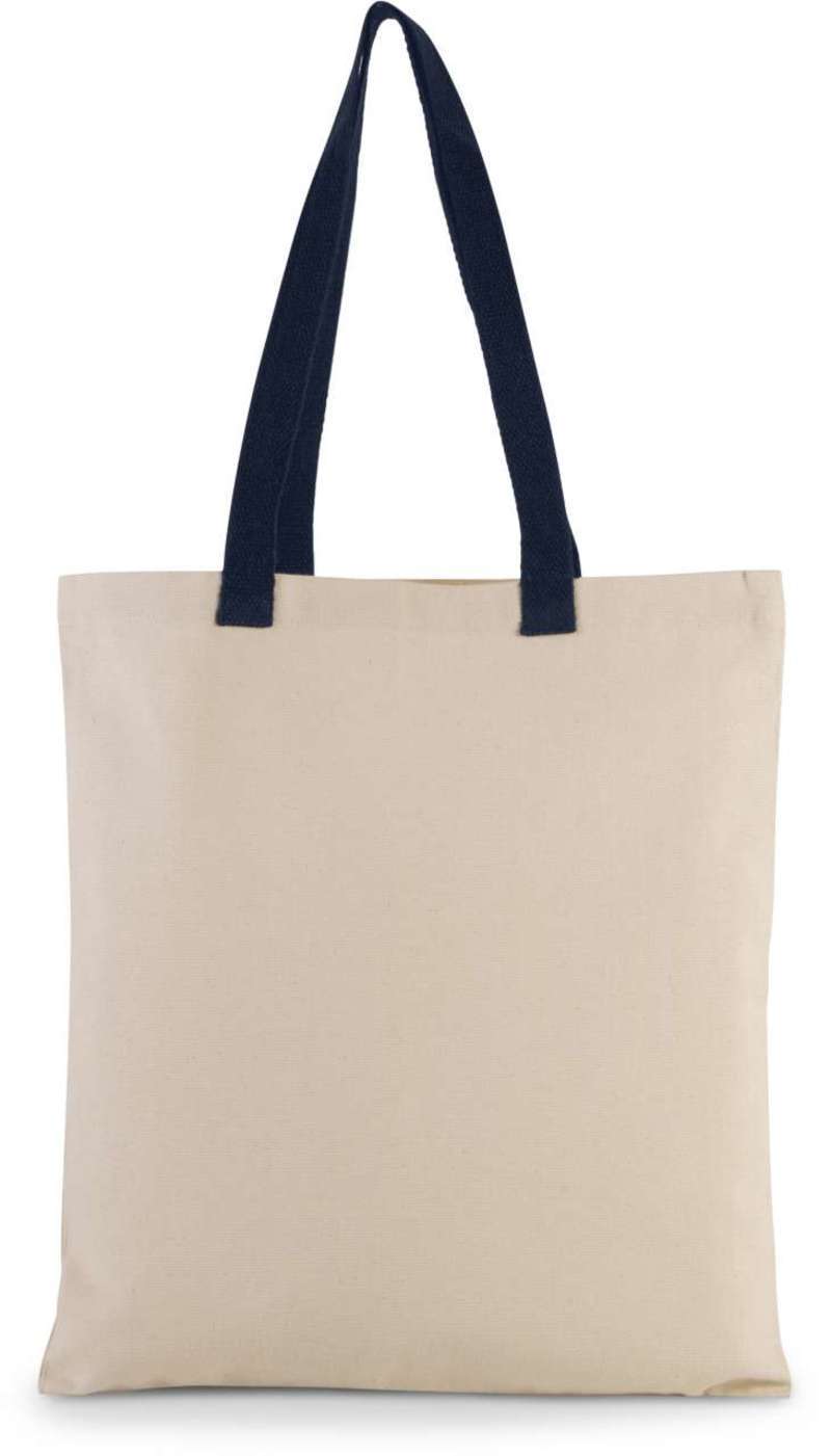 FLAT CANVAS SHOPPER WITH CONTRAST HANDLE