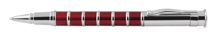 ROLLERBALL PEN  WITH RINGS RED AND CHROM