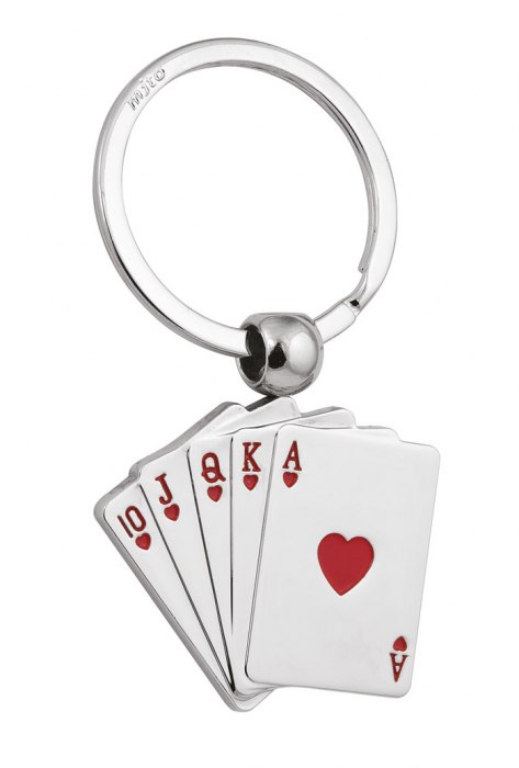 KEY CHAIN ROYAL FLUSH OF HEARTS ROTATING