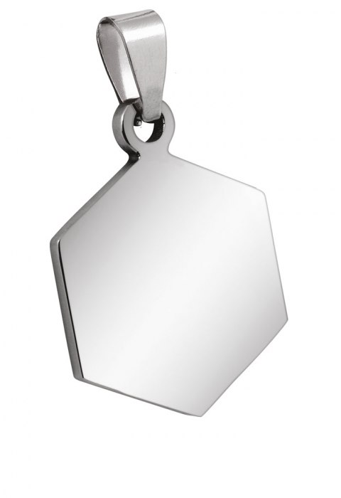 PENDANT HEXAGON SMALL STEEL 19x25mm