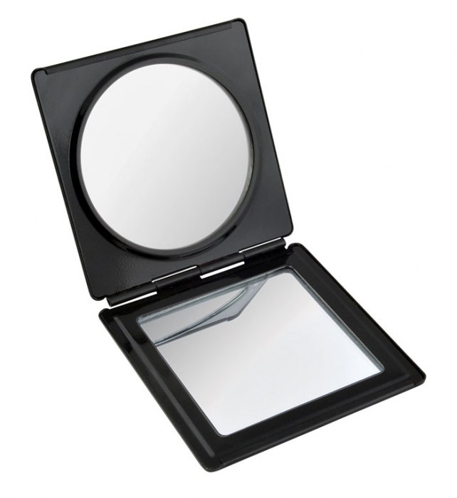 POCKET MIRROR ALUMINIUM BLACK SHINY