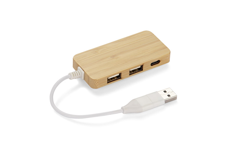 Bamboo splitter USB HUB with replaceable plug - RIVO