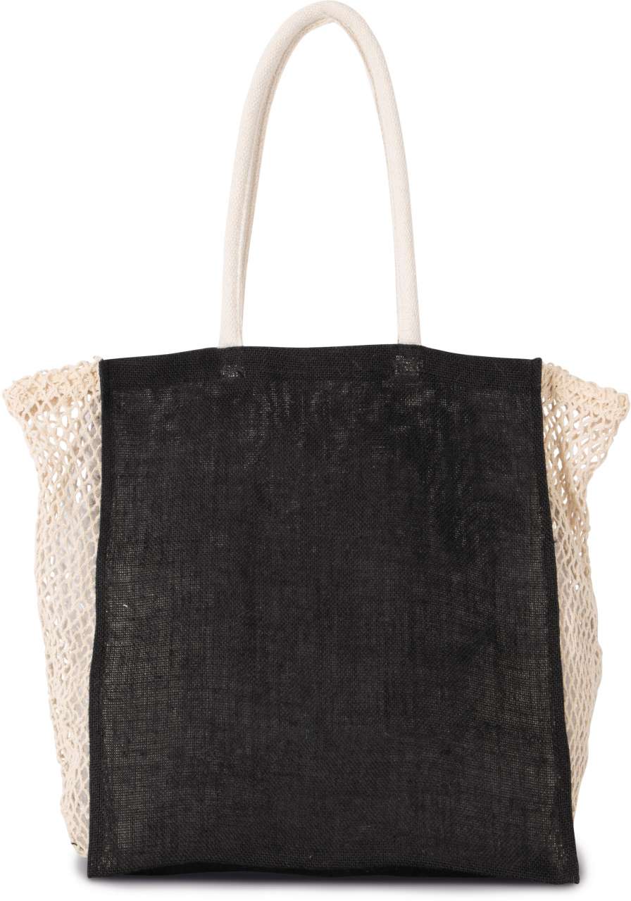 SHOPPING BAG WITH MESH GUSSET