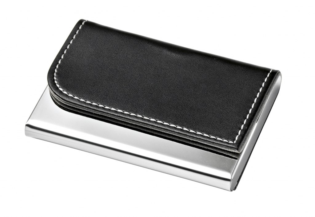 BUSINESS CARD CASE METAL - PU BLACK