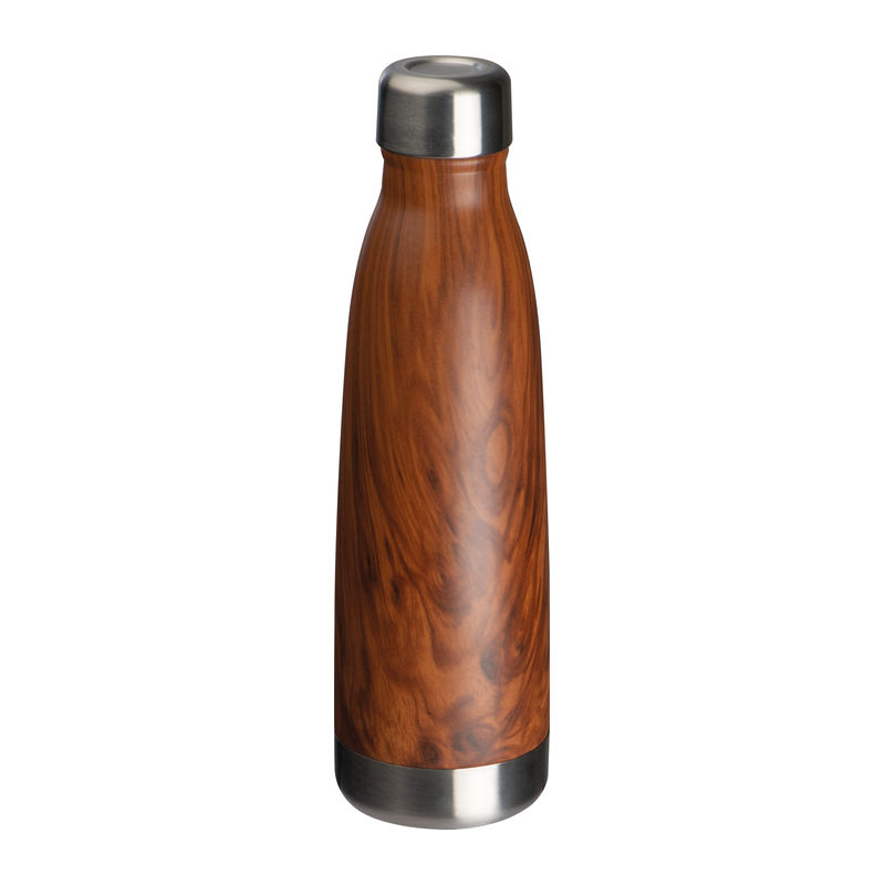 Stainless steel bottle with wooden look Tampa 500 