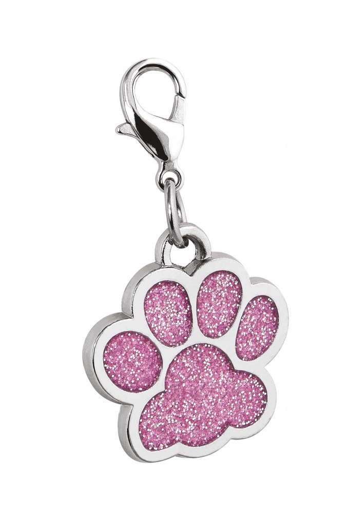 PENDANT PAW GLITTER PINK - D=25 mm