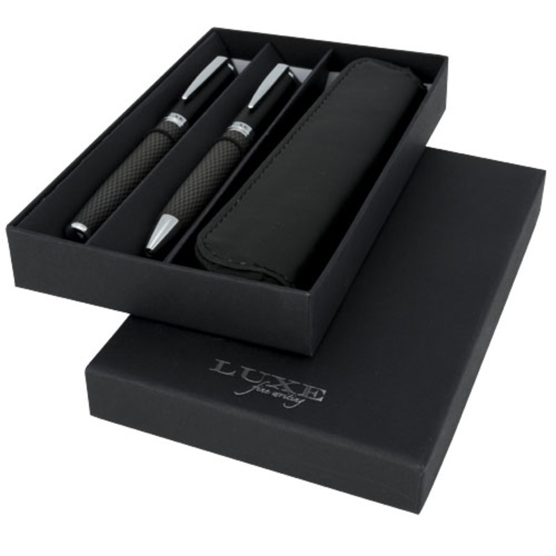 Carbon duo pen gift set with pouch (black ink)