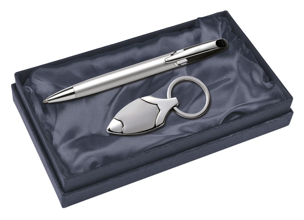 SET BALLPOINT PEN AND KEY CHAIN - MATT