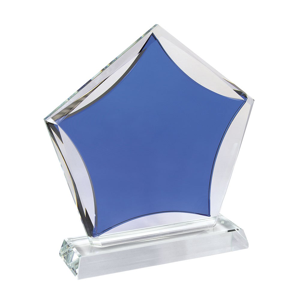 GLASS TROPHY BLUE STAR