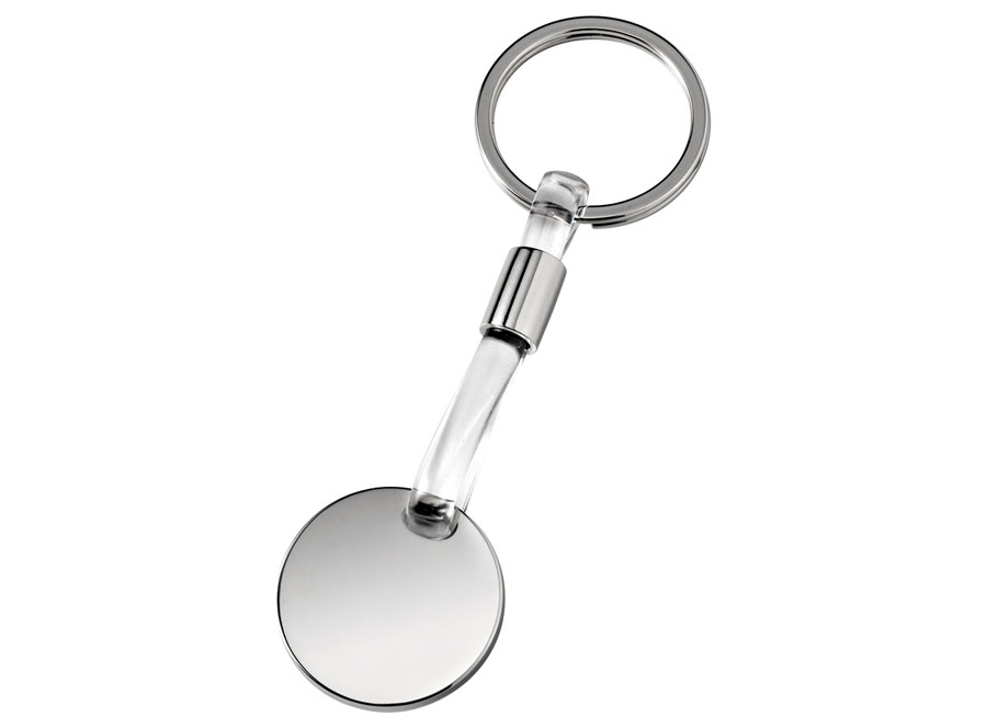 KEYCHAIN CHROMED ROUND PVC TRANSPAR.