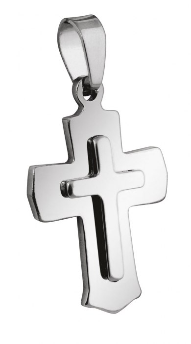 PENDANT CROSS SMALL STEEL 19x30mm