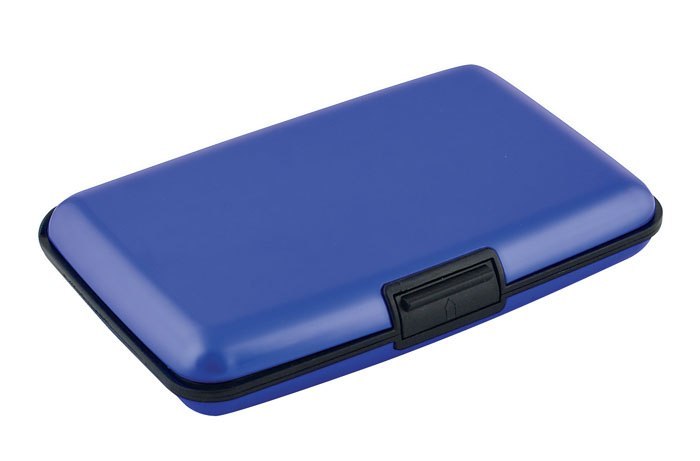 BUSINESS CARD HOLDER ALUMINIUM BLUE