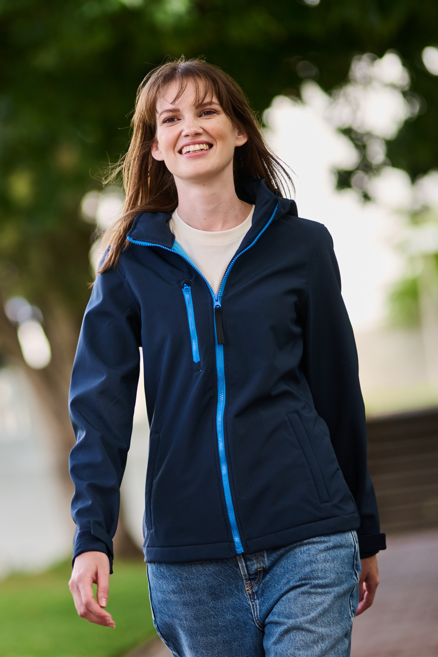 WOMEN'S VENTURER 3 LAYER HOODED PRINTABLE SOFTSHELL JACKET