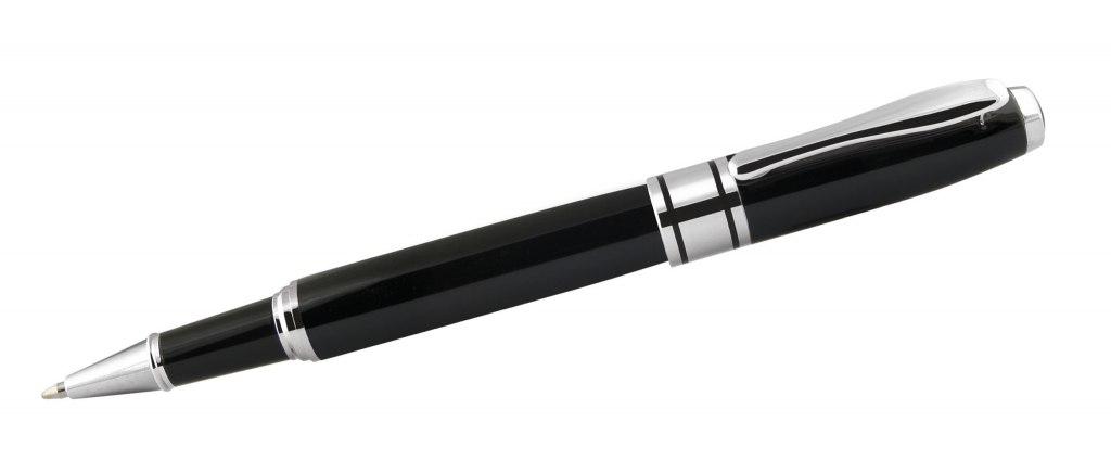 ROLLERBALL PEN BLACK CHROMED SHINY