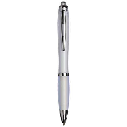 Curvy ballpoint pen with frosted barrel and grip