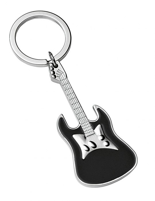 KEY CHAIN - GUITAR - SHINY AND BLACK