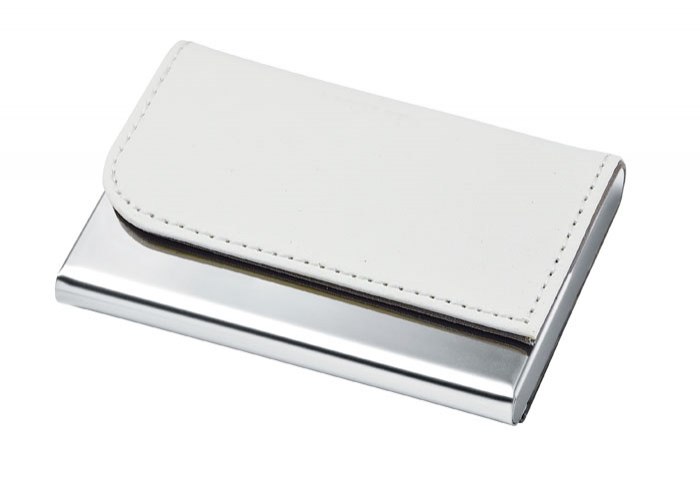 BUSINESS CARD HOLDER METAL - WHITE PU