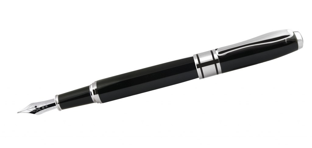 FOUNTAIN PEN BLACK CHROMED SHINY