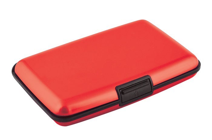 BUSINESS CARD HOLDER ALUMINIUM RED