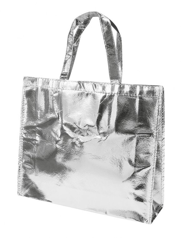 SHOPPING BAG SHINY SILVER