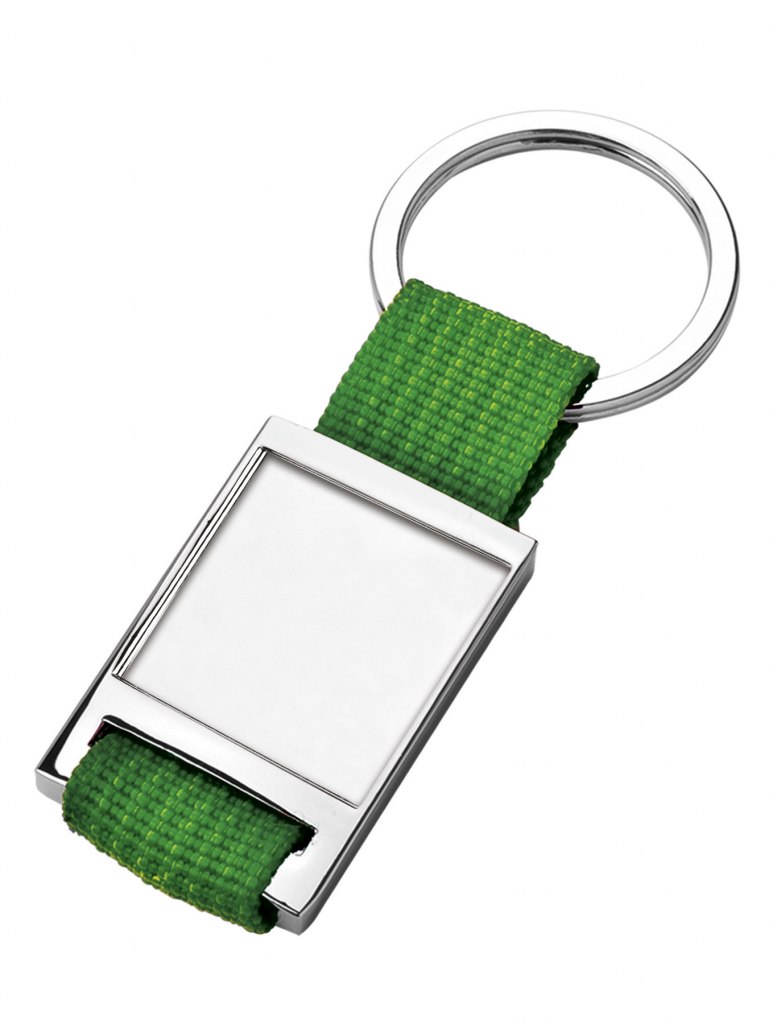 KEY CHAIN FABRIC GREEN WITH HOLLOW 25X25