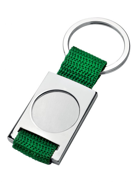 KEY CHAIN GREEN TEXTILE RIBBON W/CAVITY