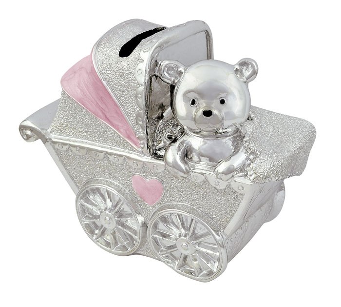 MONEYBOX PRAM PINK H80 MM